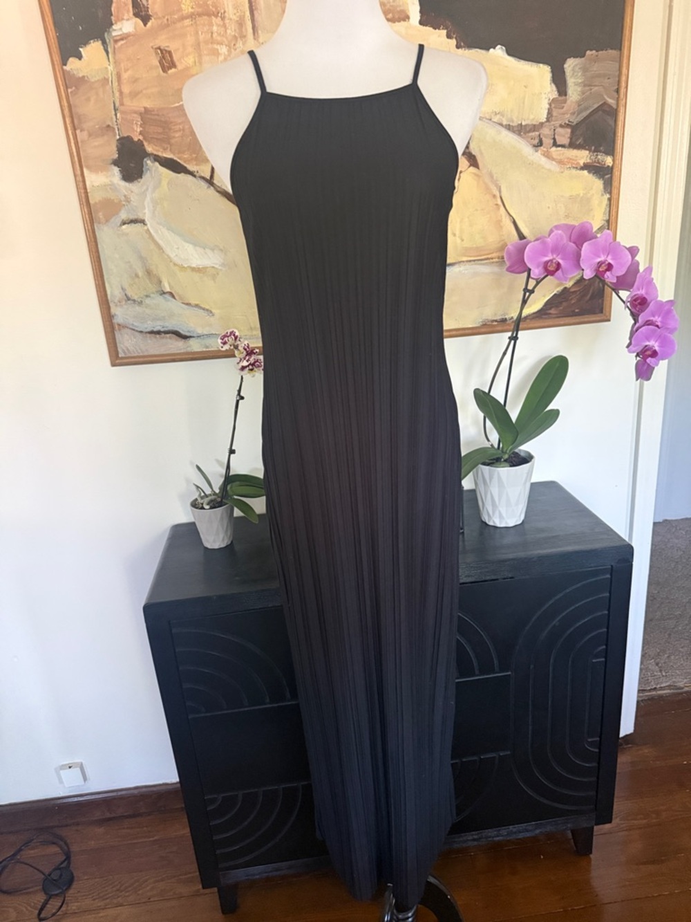 a new day Black Pleated Halter-Style Maxi Dress